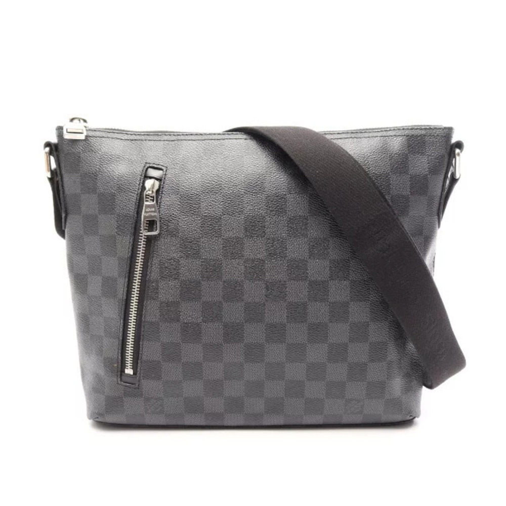 Louis Vuitton Mick Damier Canvas Leather Shoulder Bag Graphite Black